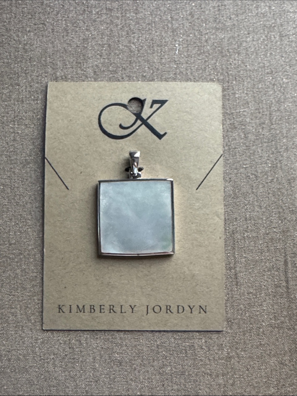 Sterling Silver White Mother-of-Pearl Square Pendant - Picture 1 of 5